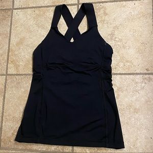 Lululemon black tennis workout running top size 8